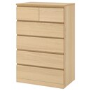 Bild 1 von MALM  Kommode mit 6 Schubladen, Eichenfurnier weiß lasiert 80x123 cm