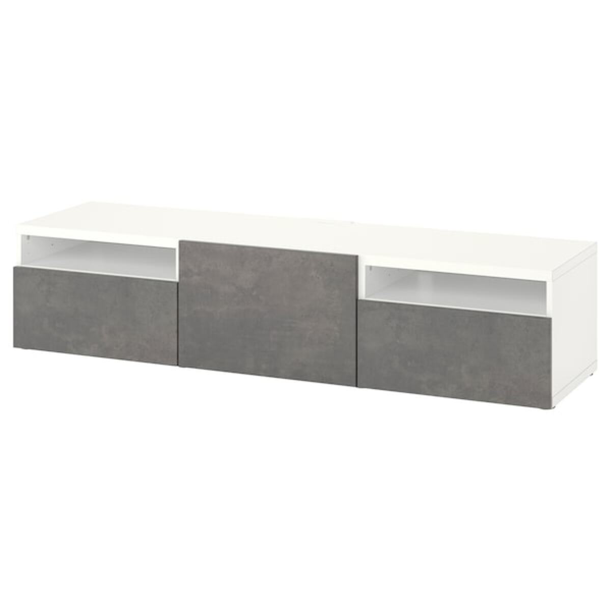 Bild 1 von BESTÅ  TV-Bank mit Schubladen und Tür, weiß/Kallviken dunkelgrau 180x42x39 cm