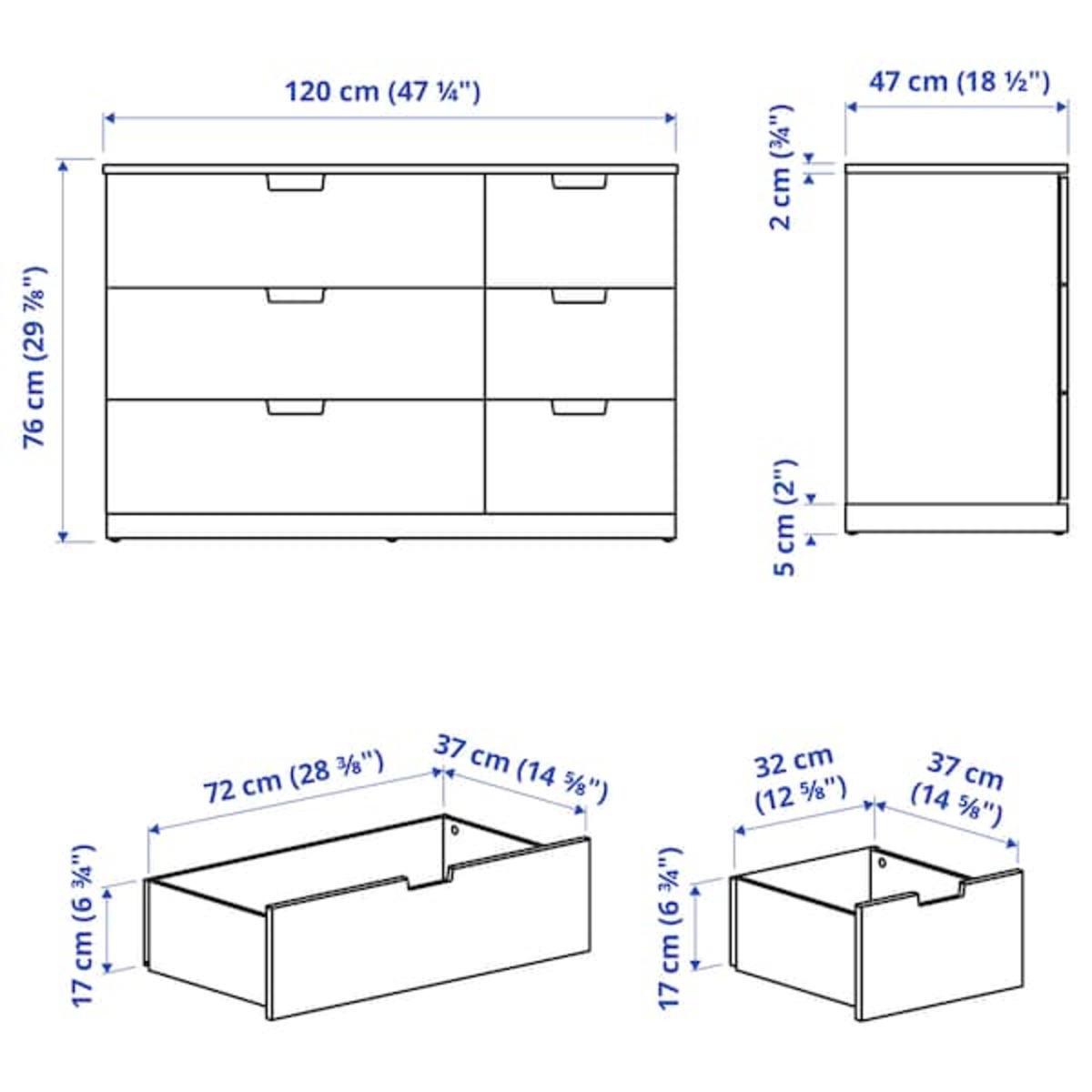 Bild 4 von NORDLI  Kommode mit 6 Schubladen, weiß 120x76 cm