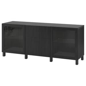 BESTÅ  Aufbewahrung mit Schubladen, schwarzbraun Lappviken/Sindvik/Stubbarp Klarglas sbr 180x42x74 cm
