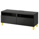 Bild 1 von BESTÅ  TV-Bank mit Schubladen, schwarzbraun/Lappviken/Stubbarp gelb 120x42x48 cm