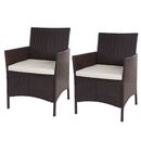 Bild 1 von 2er-Set Poly-Rattan Gartensessel Hamar, Korbsessel ~ braun-meliert, Kissen creme