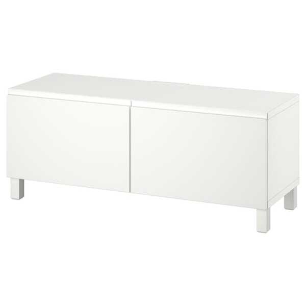 Bild 1 von BESTÅ  TV-Bank mit Türen, weiß Västerviken/Stubbarp/weiß 120x42x48 cm