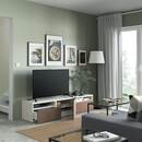 Bild 2 von BESTÅ  TV-Bank mit Schubladen und Tür, weiß/Lappviken hell graubraun 180x42x39 cm