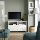 Bild 2 von BESTÅ  TV-Bank mit Türen, weiß/Laxviken/Stubbarp weiß 120x42x74 cm
