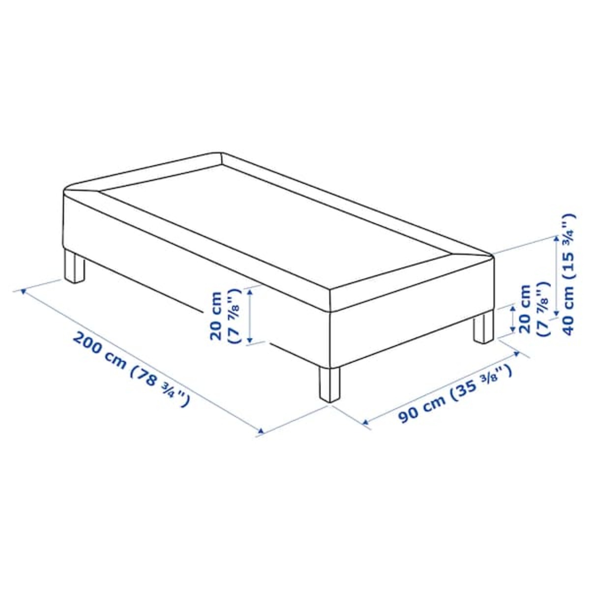 Bild 4 von ESPEVÄR  Boxspring mit Beinen, dunkelgrau 90x200 cm