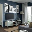 Bild 2 von BESTÅ  TV-Bank mit Türen, weiß/Hjortviken blasses Graugrün 180x42x38 cm