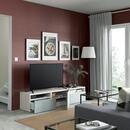 Bild 2 von BESTÅ  TV-Bank mit Schubladen und Tür, weiß/Selsviken hell graublau 180x42x39 cm