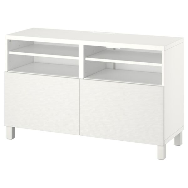 Bild 1 von BESTÅ  TV-Bank mit Türen, weiß/Laxviken/Stubbarp weiß 120x42x74 cm