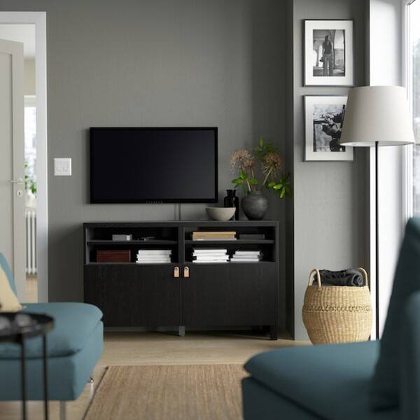 Bild 2 von BESTÅ  TV-Bank mit Türen, schwarzbraun/Lappviken/Stubbarp schwarzbraun 120x42x74 cm