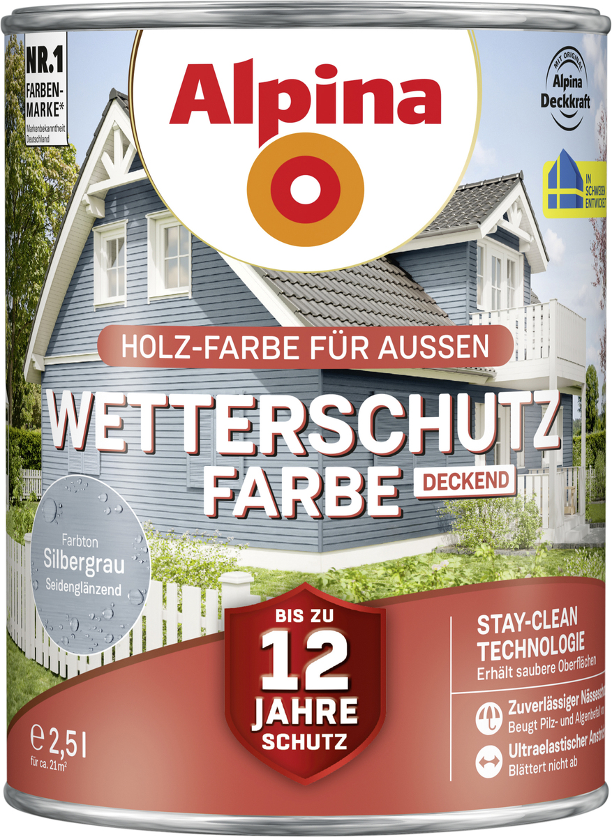 Bild 1 von Alpina Wetterschutzfarbe 2,5 L silbergrau