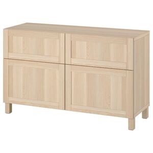 BESTÅ  Aufbewkomb.+Türen/Schubladen, Eicheneff wlas/Hanviken/Stubbarp Eicheneff wlas 120x42x74 cm
