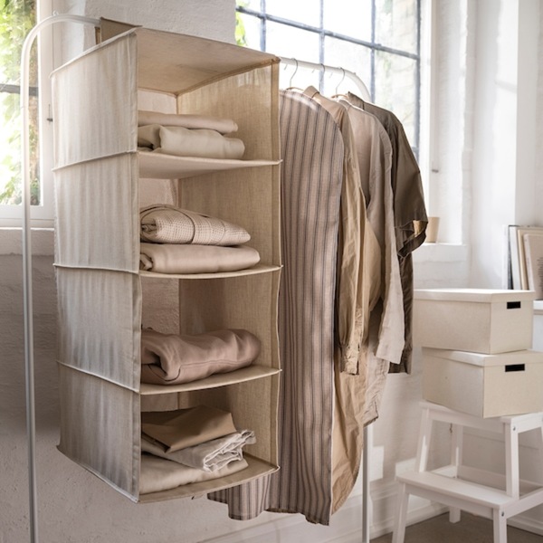 Bild 2 von RÅGODLING  Hängeaufbewahrung mit 4 Fächern, textil/beige 36x45x92 cm