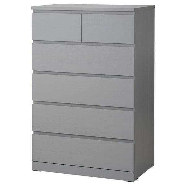 Bild 1 von MALM  Kommode mit 6 Schubladen, grau lasiert 80x123 cm