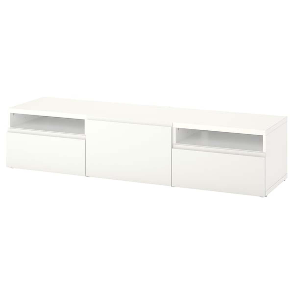 Bild 1 von BESTÅ  TV-Bank mit Schubladen und Tür, weiß/Västerviken weiß 180x42x39 cm