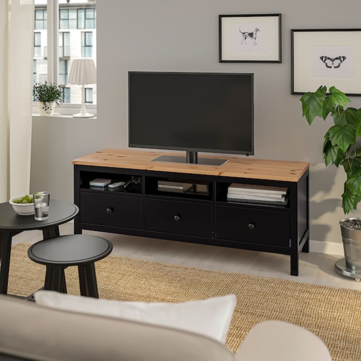 Bild 2 von HEMNES  TV-Bank, schwarzbraun/hellbraun 148x47x57 cm