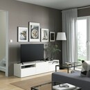 Bild 3 von BESTÅ  TV-Bank mit Schubladen und Tür, weiß/Laxviken weiß 180x42x39 cm