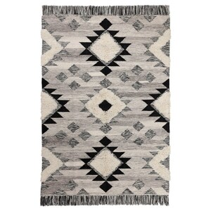 TANNISBY  Teppich flach gewebt, Handarbeit/grau schwarz 160x230 cm