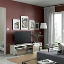 Bild 2 von BESTÅ  TV-Bank mit Schubladen und Tür, weiß/Riksviken hell bronzefarben 180x42x39 cm