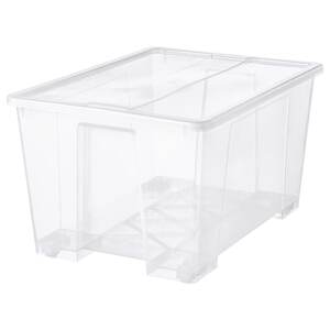 SAMLA  Box mit Deckel, transparent 79x57x43 cm/130 l