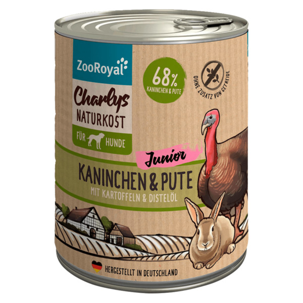 Bild 1 von ZooRoyal Charlys Naturkost Junior Kanninchen & Pute 800g