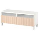 Bild 1 von BESTÅ  TV-Bank mit Schubladen, weiß/Björköviken/Stubbarp Birkenfurnier 120x42x48 cm