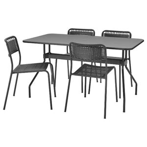 VIHOLMEN Tisch+4 Stühle/außen, dunkelgrau/dunkelgrau