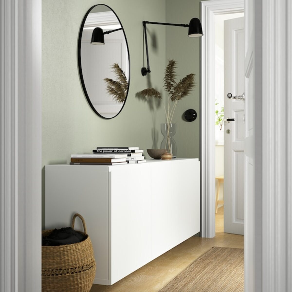 Bild 3 von BESTÅ  Schrankkombination für Wandmontage, weiß/Västerviken weiß 180x42x64 cm