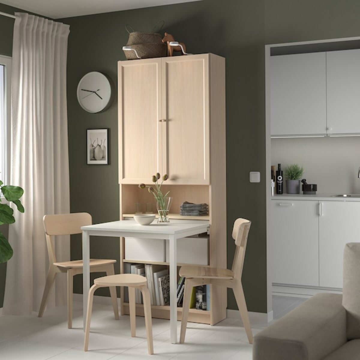 Bild 2 von BILLY / OXBERG  Bücherregal mit Schreibtisch, Birkenachbildung/weiß 80x202 cm