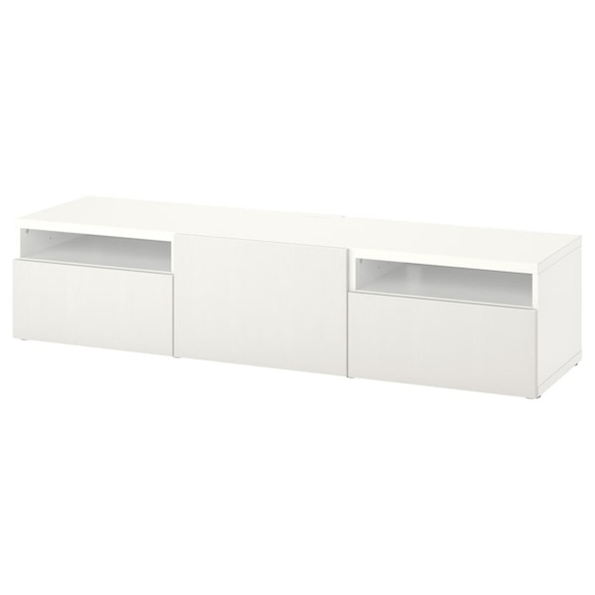 Bild 1 von BESTÅ  TV-Bank mit Schubladen und Tür, weiß/Timmerviken weiß 180x42x39 cm