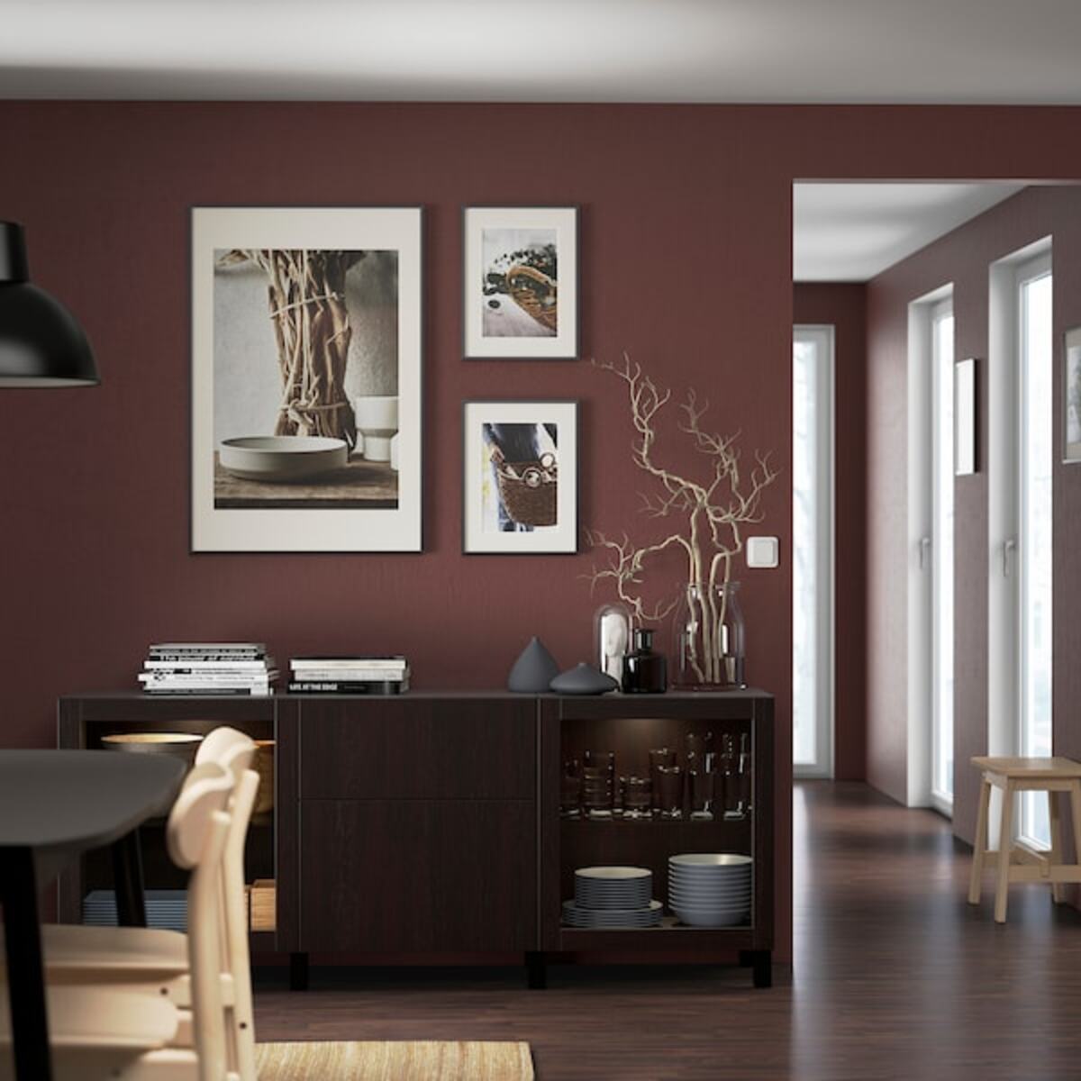 Bild 3 von BESTÅ  Aufbewahrung mit Schubladen, schwarzbraun Lappviken/Sindvik/Stubbarp Klarglas sbr 180x42x74 cm