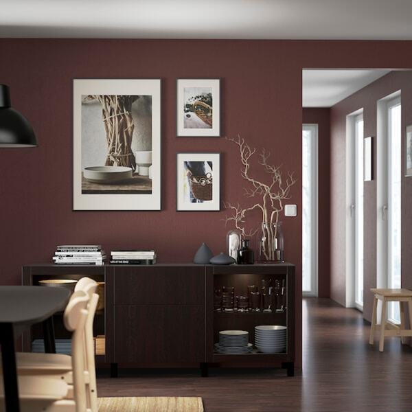 Bild 3 von BESTÅ  Aufbewahrung mit Schubladen, schwarzbraun Lappviken/Sindvik/Stubbarp Klarglas sbr 180x42x74 cm