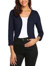 Bild 1 von Parabler Damen Bolero Kurze 3/4 Ärmel Strickjacke Schulterjacke Shrug Top Elegant Leichte Cardigan Casual Top Dunkelblau S