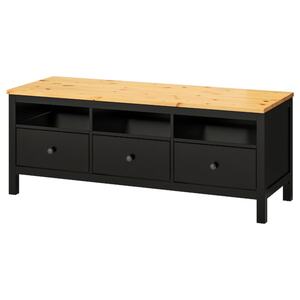 HEMNES  TV-Bank, schwarzbraun/hellbraun 148x47x57 cm