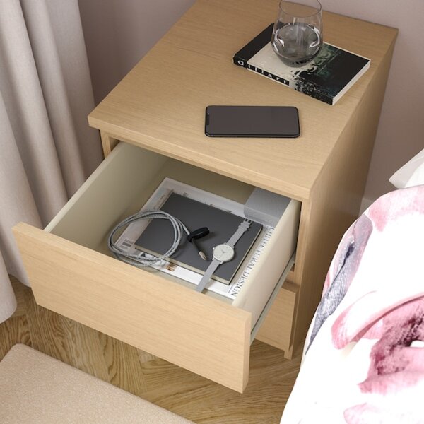 Bild 2 von MALM  Kommode mit 2 Schubladen, Eichenfurnier weiß lasiert 40x55 cm