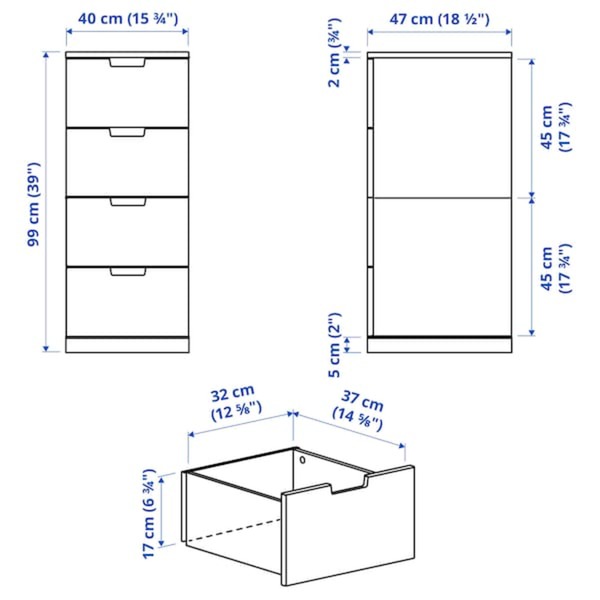 Bild 4 von NORDLI  Kommode mit 4 Schubladen, weiß 40x99 cm