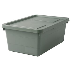 SOCKERBIT  Box mit Deckel, graugrün 38x25x15 cm