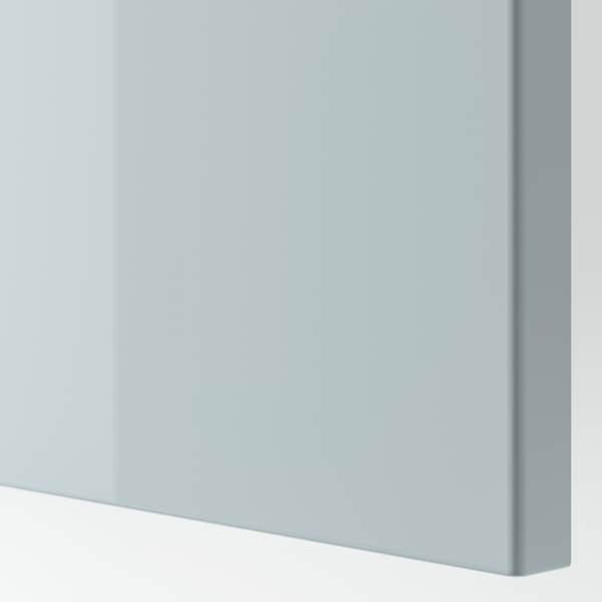 Bild 4 von BESTÅ  TV-Bank mit Schubladen und Tür, weiß/Selsviken hell graublau 180x42x39 cm
