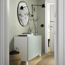 Bild 3 von BESTÅ  Aufbewahrung mit Türen, weiß/Hjortviken/Stubbarp blasses Graugrün 120x42x74 cm