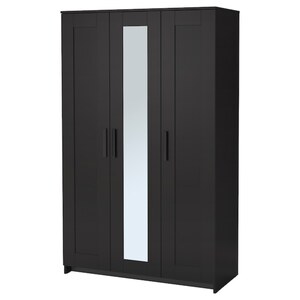 BRIMNES  Kleiderschrank 3-türig, schwarz 117x190 cm