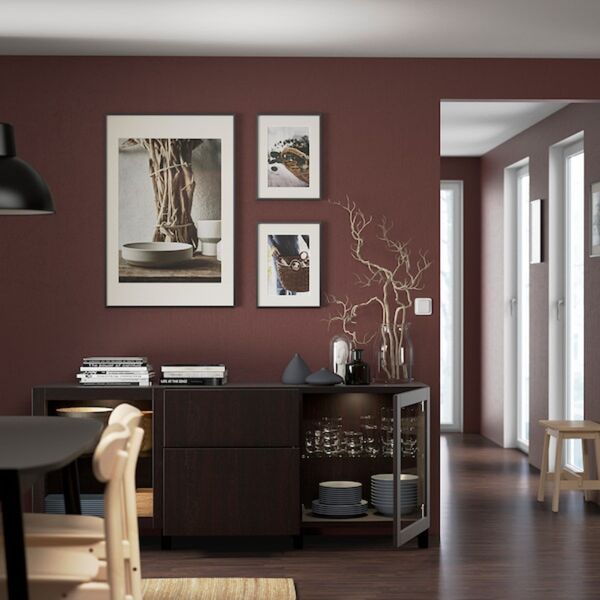 Bild 2 von BESTÅ  Aufbewahrung mit Schubladen, schwarzbraun Lappviken/Sindvik/Stubbarp Klarglas sbr 180x42x74 cm