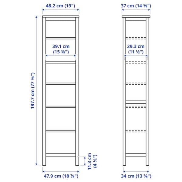 Bild 3 von HEMNES  Bücherregal, weiß gebeizt 49x197 cm