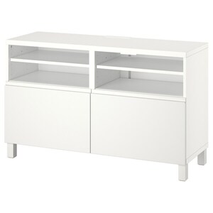 BESTÅ  TV-Bank mit Türen, weiß/Västerviken/Stubbarp weiß 120x42x74 cm
