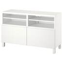 Bild 1 von BESTÅ  TV-Bank mit Türen, weiß/Västerviken/Stubbarp weiß 120x42x74 cm