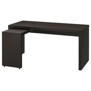 MALM  Schreibtisch mit Ausziehplatte, schwarzbraun 151x65 cm