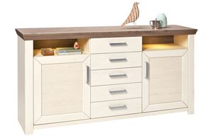 set one by Musterring Sideboard YORK 55 Weiß - B/H/L. 184 x 95 x 44 cm - Pino Aurelio /Eiche Nelson