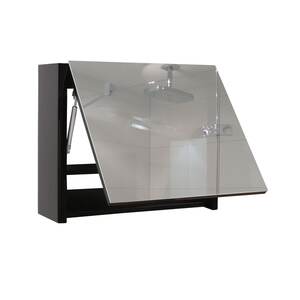 Spiegelschrank MCW-B19, Wandspiegel Badspiegel Badezimmer, aufklappbar hochglanz 48x59cm ~ schwarz