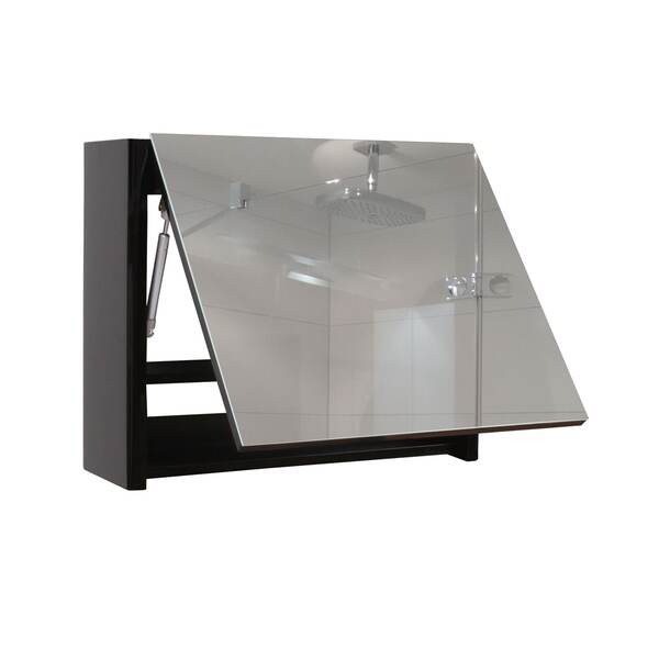 Bild 1 von Spiegelschrank MCW-B19, Wandspiegel Badspiegel Badezimmer, aufklappbar hochglanz 48x59cm ~ schwarz