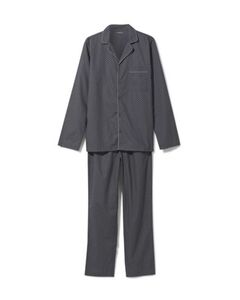 Herren-Pyjama mit Blöcken, Popeline schwarz
