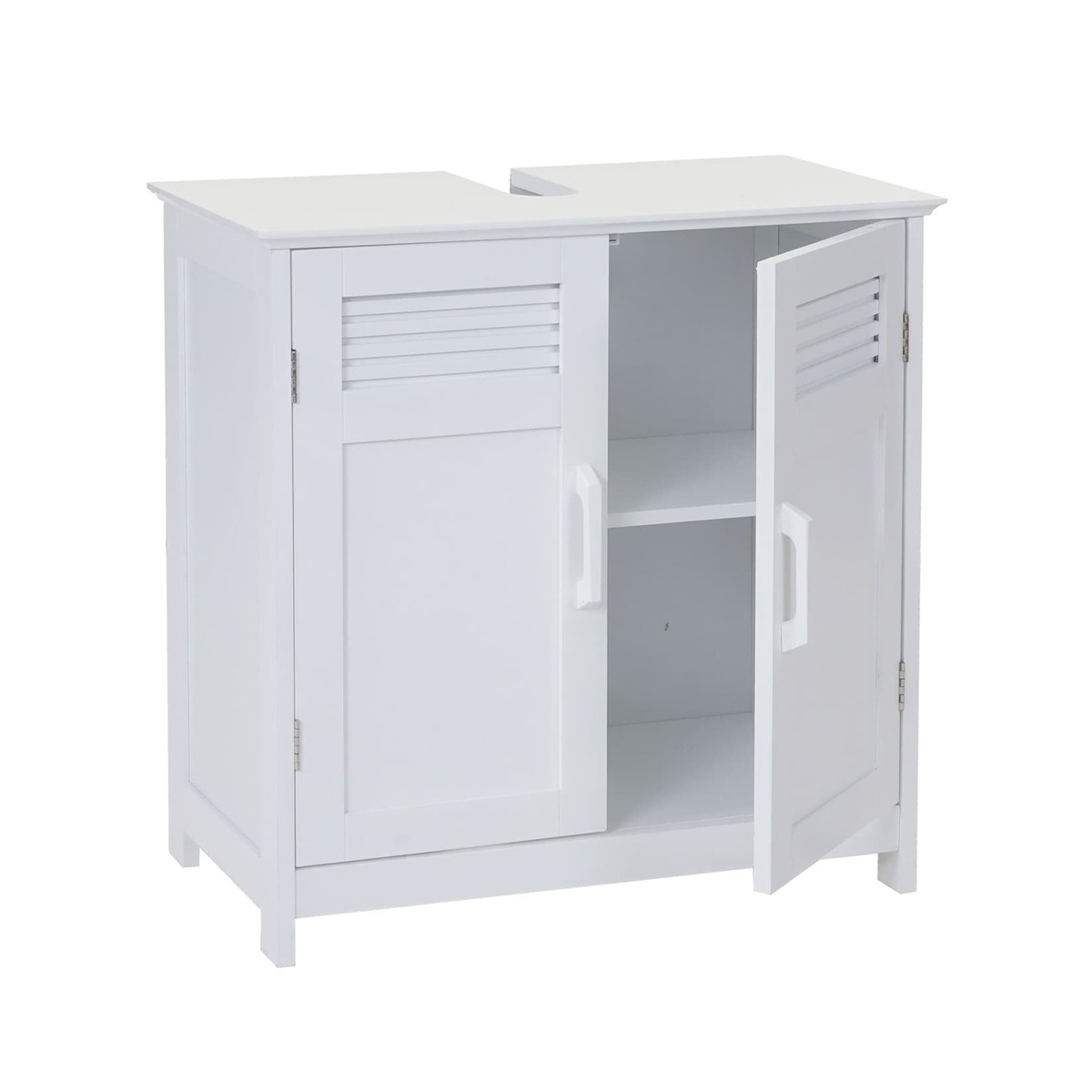 Bild 1 von Waschbeckenunterschrank MCW-A85, Badschrank 60x60x30cm ~ weiß